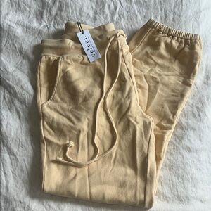 Velvet Butter Yellow Drawstring Sweatpants new with tag